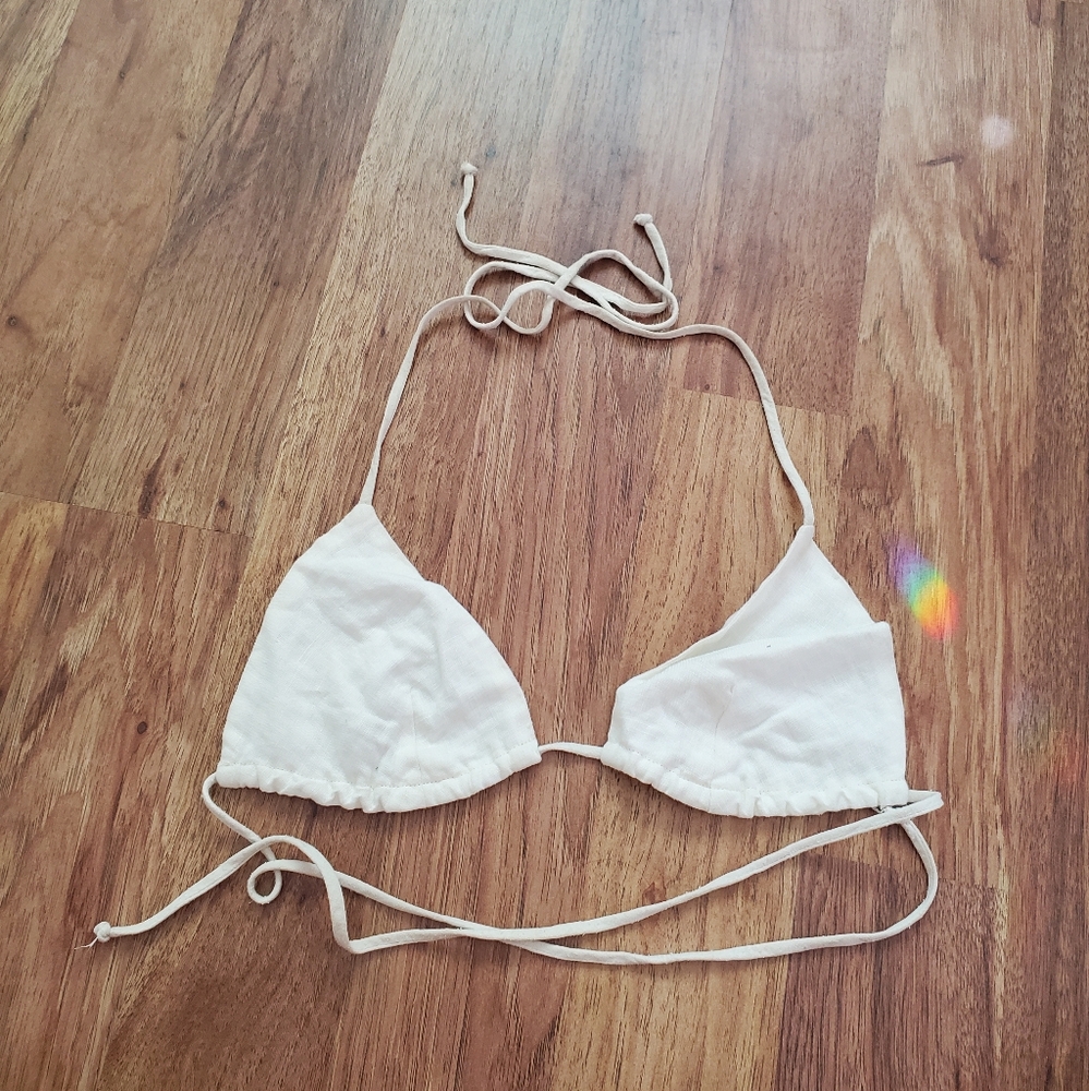 OZMA Cream Triangle Halter Top